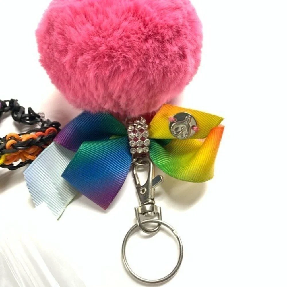 5PC Set 3 Rainbow Loom Girls Bracelets Glow Fidget Spinner JoJo Bow Keychain‎